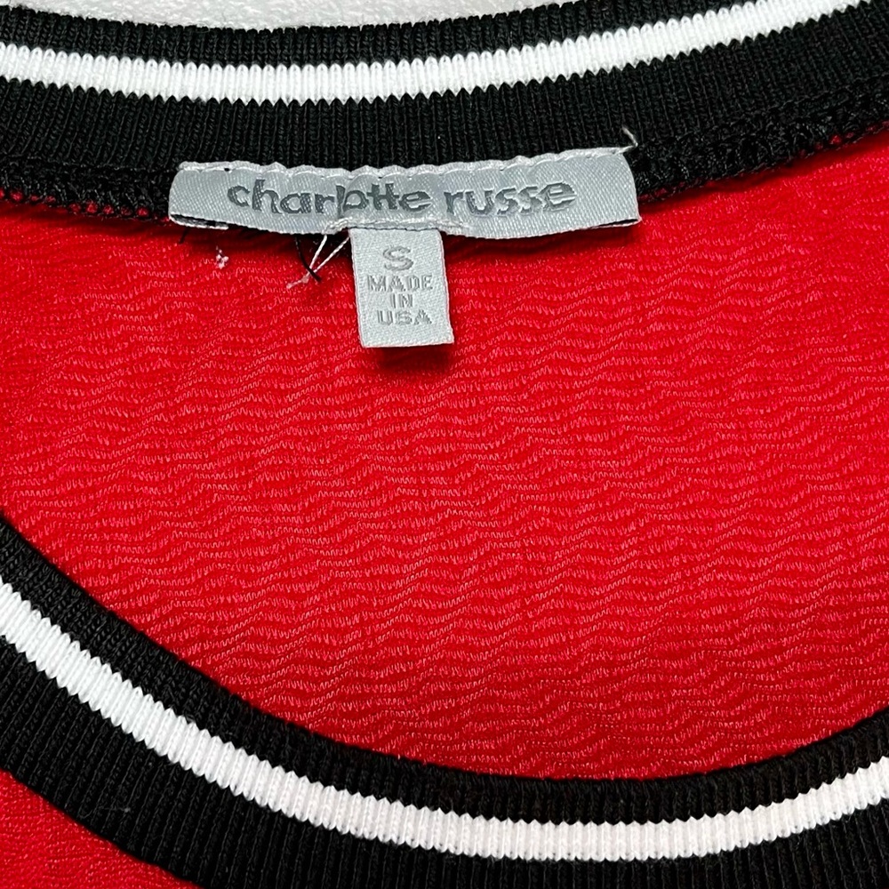 Vintage 1970s Charlotte Russe ringer t knit mini red tank dress preppy, small - Picture 4 of 12